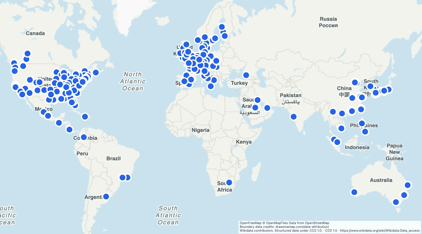 Map preview: World roller coasters