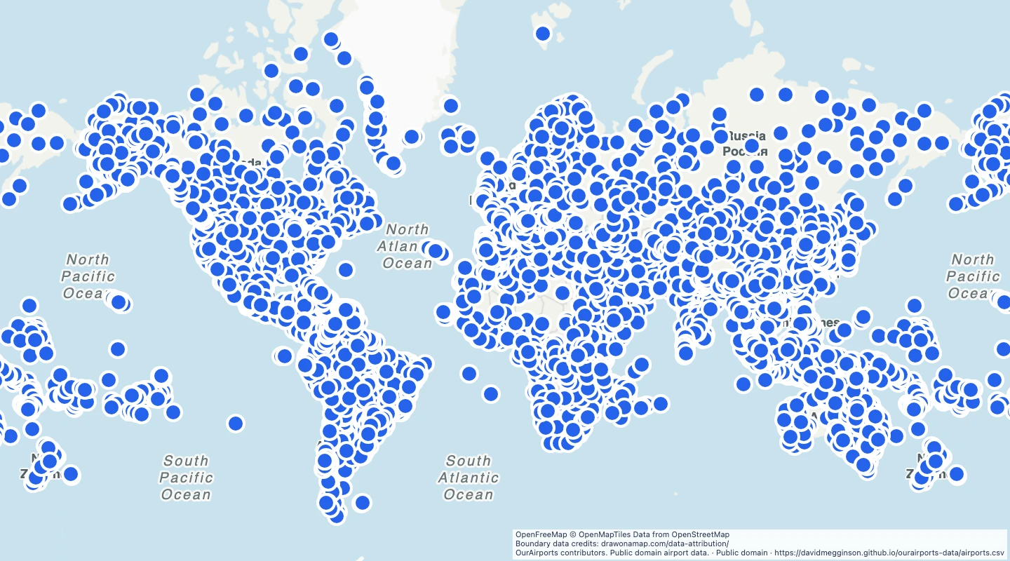 Map preview: World scheduled-service airports