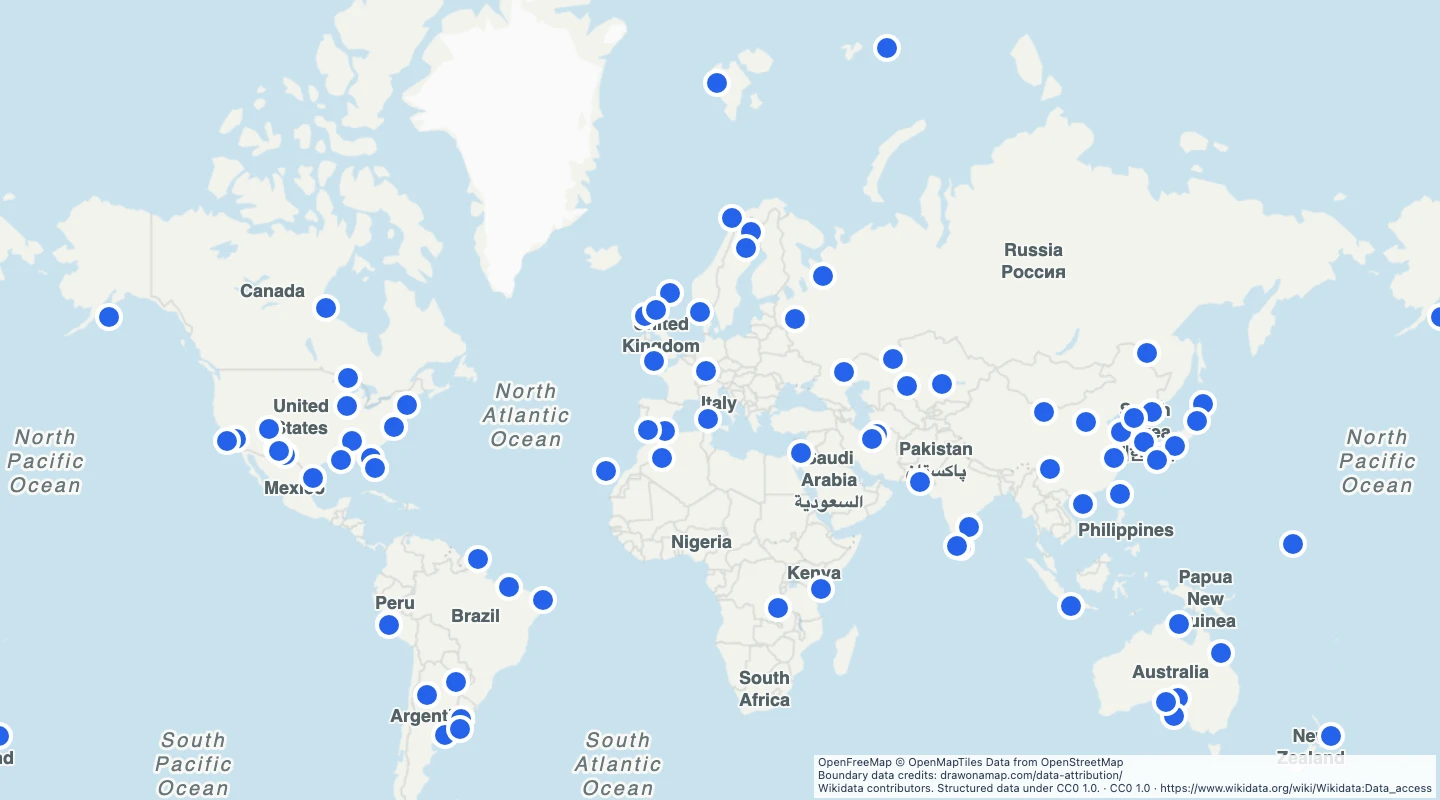 Map preview: World spaceports