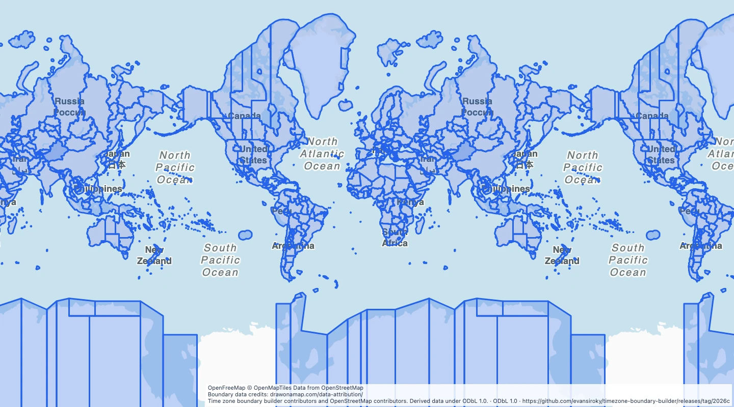 Map preview: World time zone boundaries